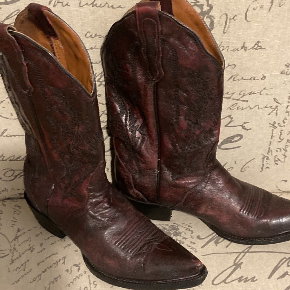 womens Nocona burgundy leather  cowboy boots size 8